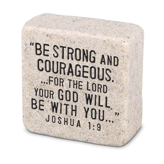 Lighthouse Christian Products Desk Decor Be Strong and Courageous Scripture Stone