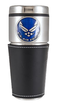Air Force Badge Leather 16oz Tumbler