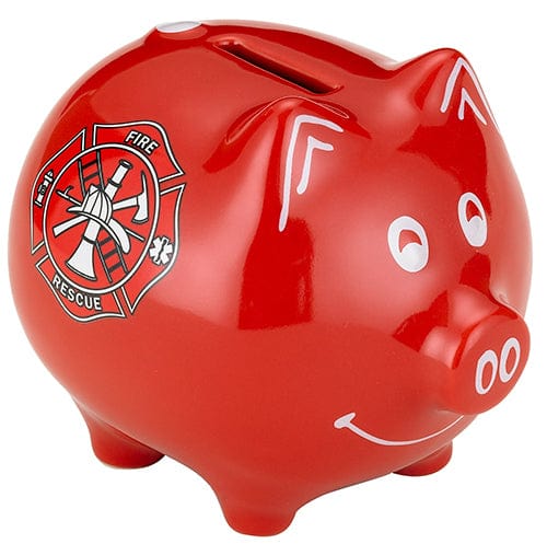 Cornell Desk Decor Firefighter Red Piggy Bank