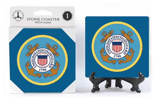 SJT Coaster United States Coast Guard absorbent stone coaster with easel