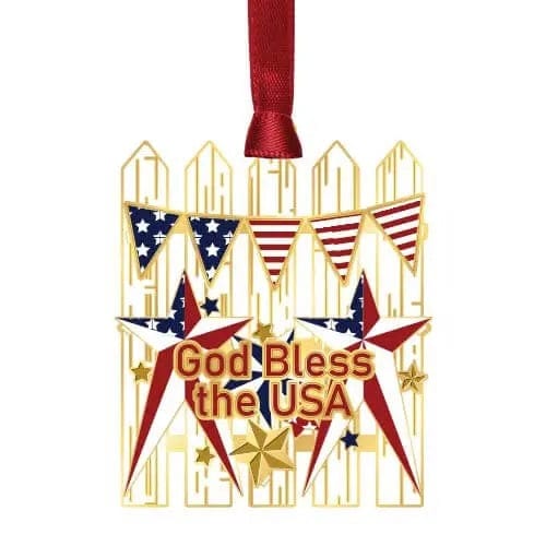 Beacon Design Ornament Americana Picket Fence Ornament - God Bless the USA