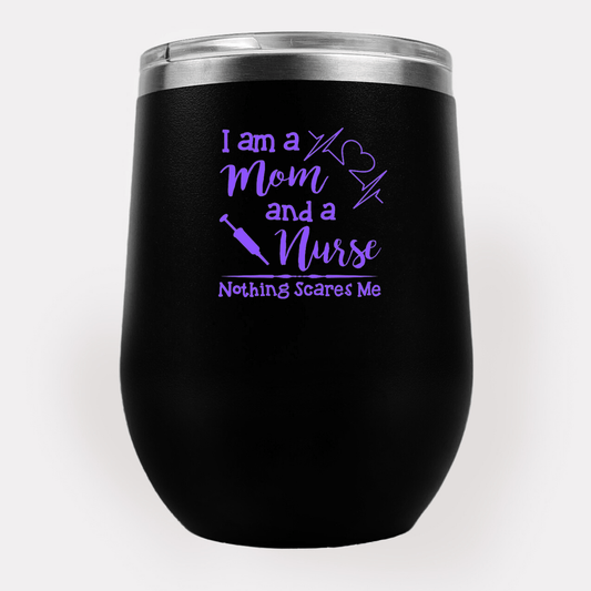 Completeful Beverage Holder Black Mom and Nurse 12oz Stainless Steel Wine Holder