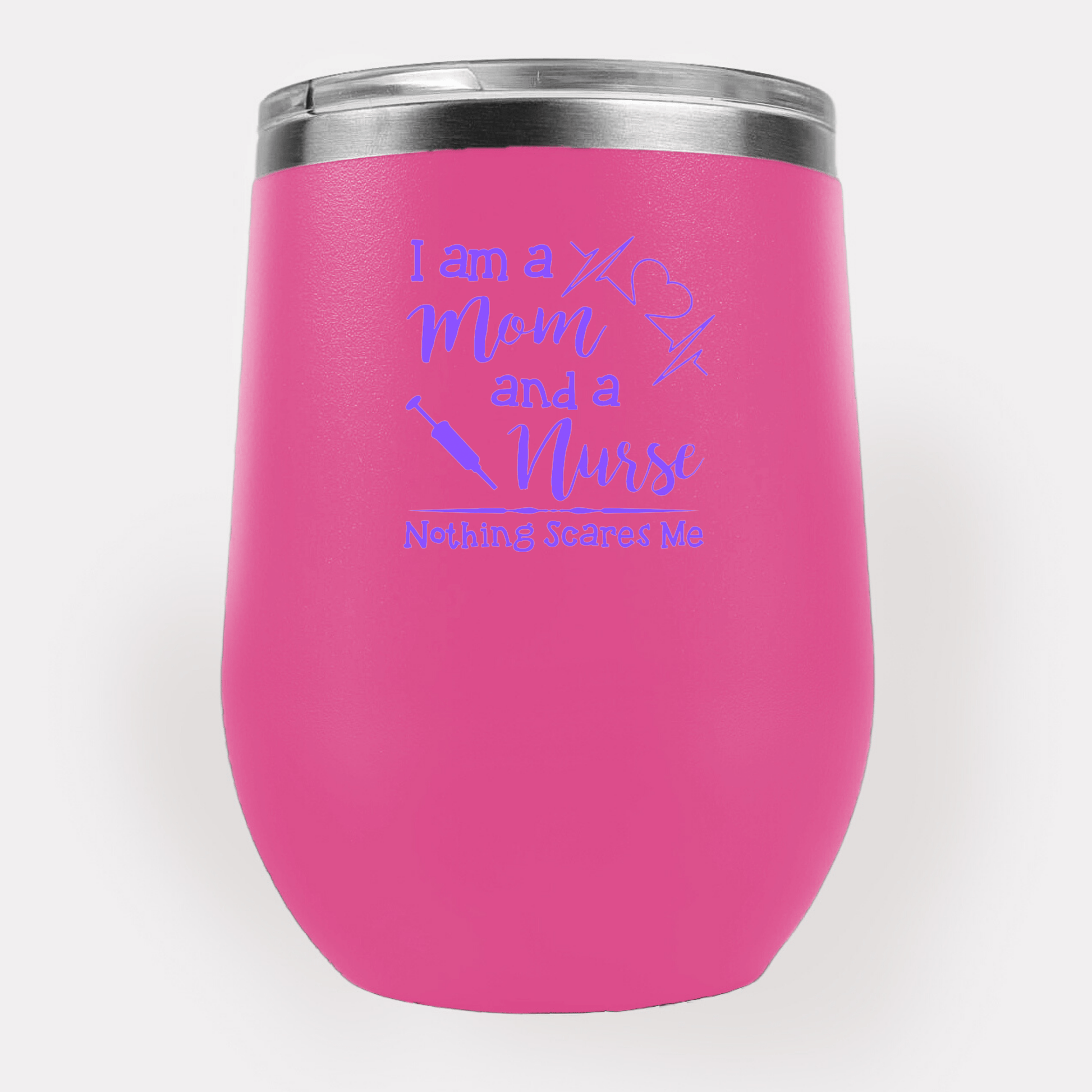 Completeful Beverage Holder Pink Mom and Nurse 12oz Stainless Steel Wine Holder