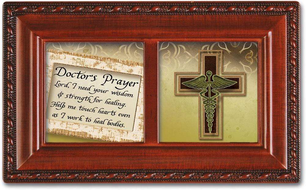 Cottage Garden Desk Decor Doctors Prayer Woodgrain Music Box