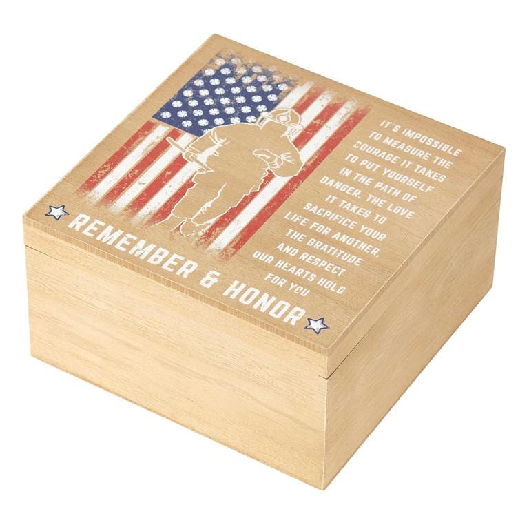Dicksons Desk Decor Wood Box Remember And Honor Fireman