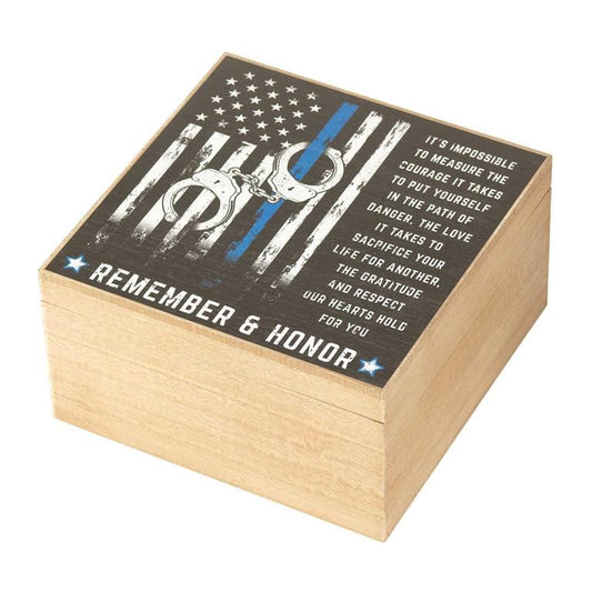 Dicksons Desk Decor Wood Box Remember and Honor Police