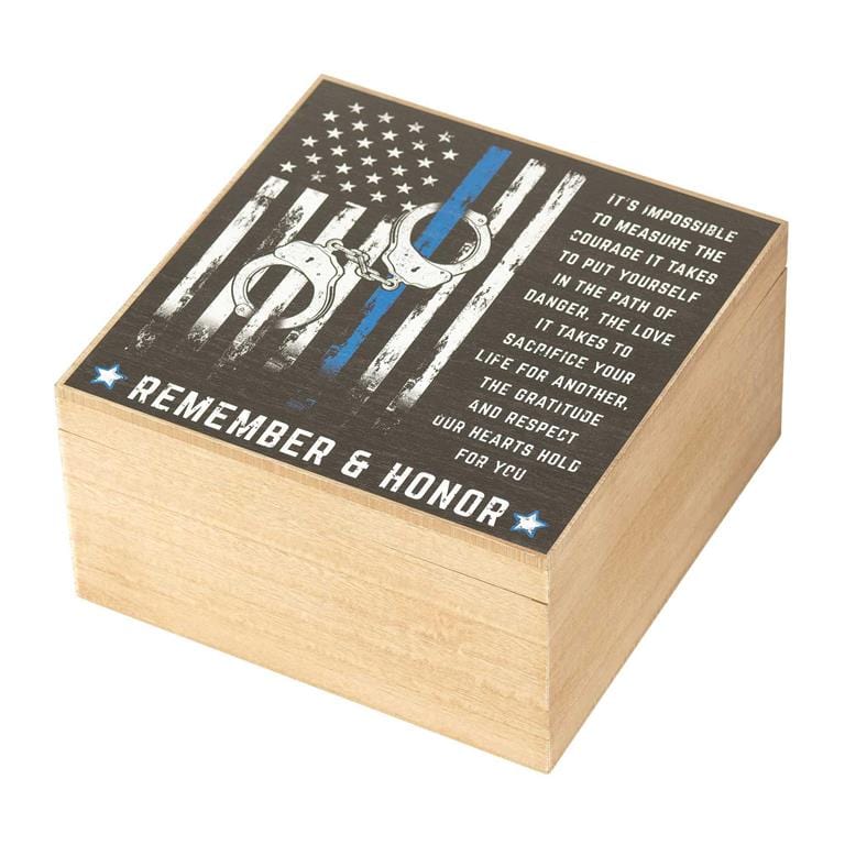 Dicksons Desk Decor Wood Box Remember and Honor Police
