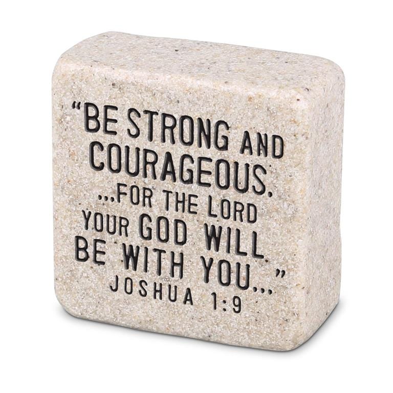 Lighthouse Christian Products Desk Decor Be Strong and Courageous Scripture Stone