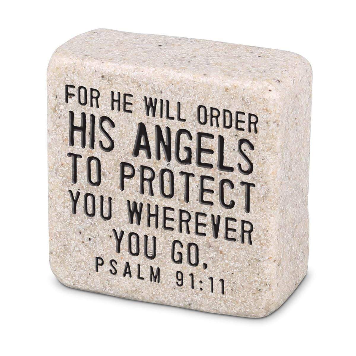Lighthouse Christian Products Desk Decor His Angels Scripture Stone