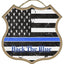 SJT Wall Decor Back The Blue Flag 10" Shield shape wood plaque, sign. Police