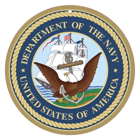SJT Wall Decor Navy Logo on 10" round wood plaque