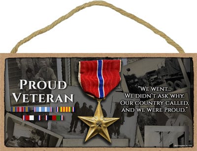 SJT Wall Decor Proud Veteran 5x10 Wood Plaque